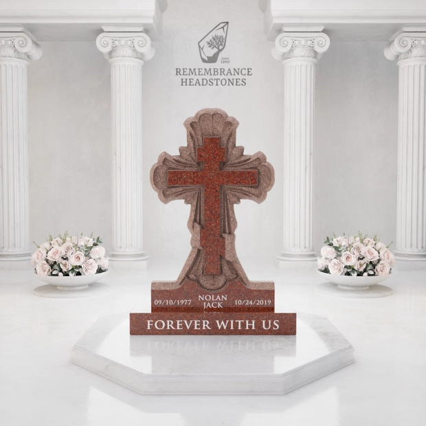 Luxury Orthodox Cross Granite Headstone