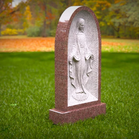 1521 - Granite Headstone with Virgin Mary Engraving - 1