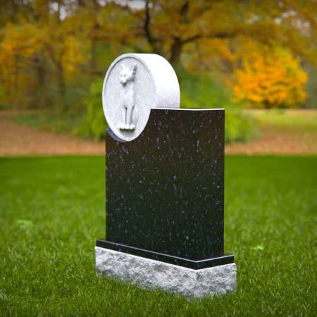 1458 - Elegant Black Granite Cat Memorial Headstone with 3D Cat Relief - 4