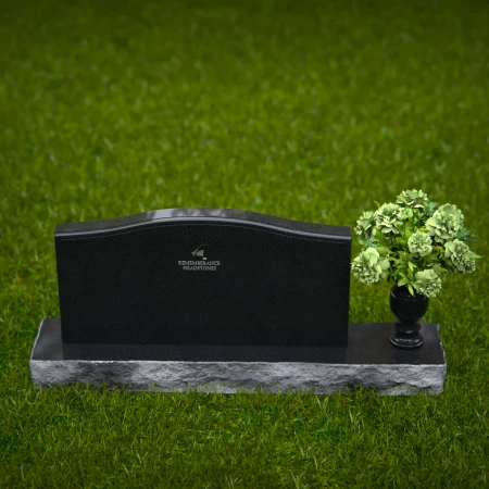 1261 - Classic Granite Headstone with Graceful Curved Top and Floral Vase – A Timeless Tribute - 21