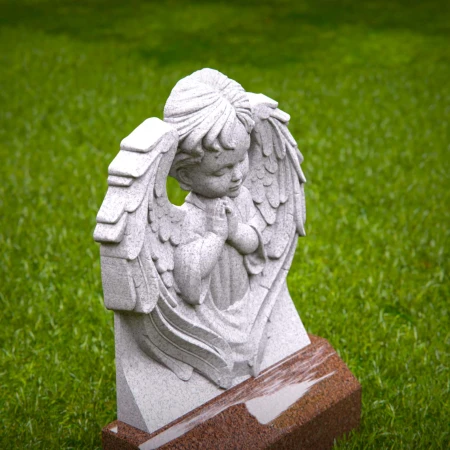 1447 - Angel Memorial Headstone for Children – Praying Cherub Design - 2