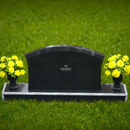 1309 - Arched Granite Headstone with Dual Flower Vases