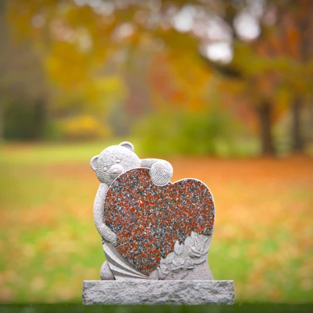 1439 - Children’s Memorial Headstone with Teddy Bear and Heart Design - 6