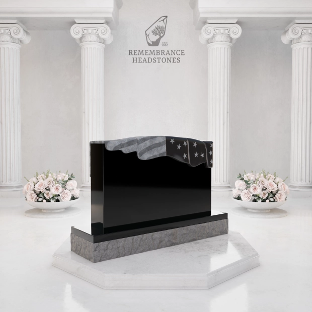 Luxury Military Granite Headstone with Patriotic Flag Design