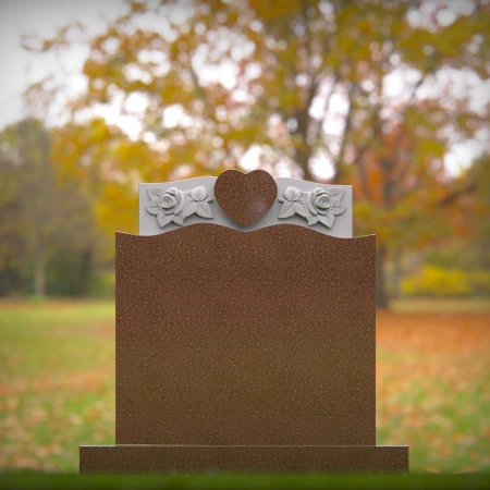 1429 - Heart-Themed Memorial Headstone with Floral Rose Detailing - 8