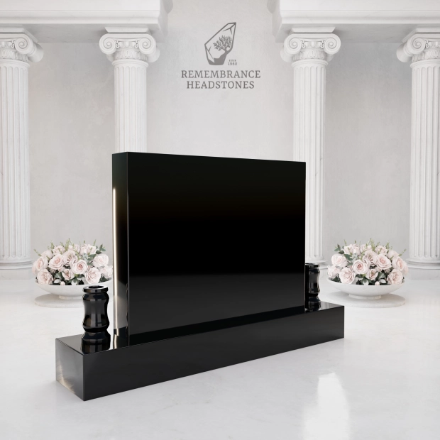 Premium Companion Granite Memorial with Floral Tribute