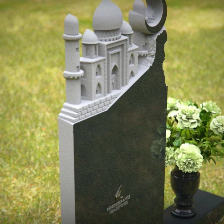 1253 - Granite Headstone with Mosque Design for Muslim Memorials - 50