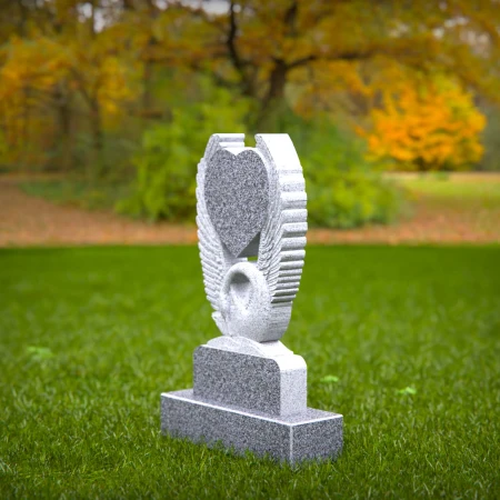 1553 - Unique Granite Swan and Heart Memorial Headstone - 3