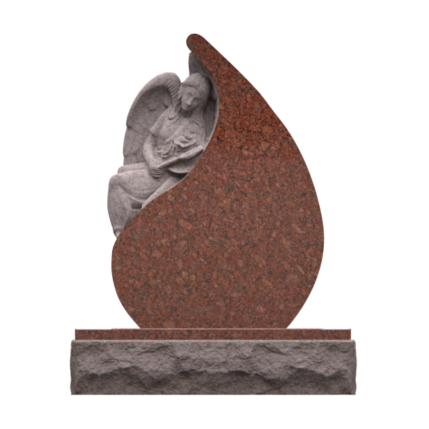 1205028 - Geformtes Denkmal mit geschnitztem Engel, der Rosen hält