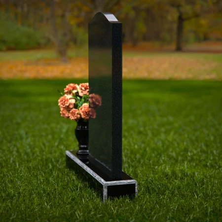 1286 - Upright Granite Headstone with Elegant Curved Top and Vase - 56