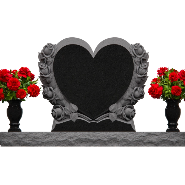 1201017 - Heart-Shaped Companion Monument With Rose Carvings