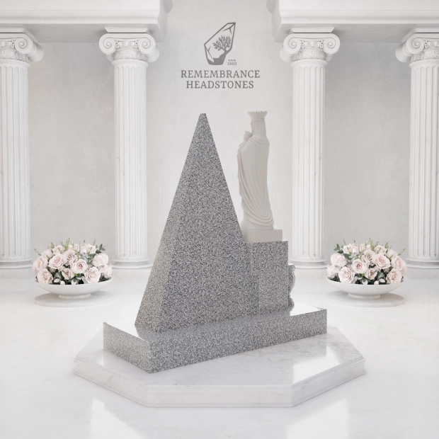 Luxury Pyramid-Shape Upright Granite Monument — Madonna
