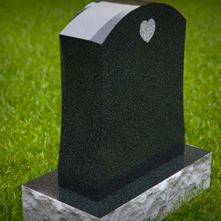 1591 - Black Granite Headstone with Heart Engraving – Elegant & Timeless Memorial - 1