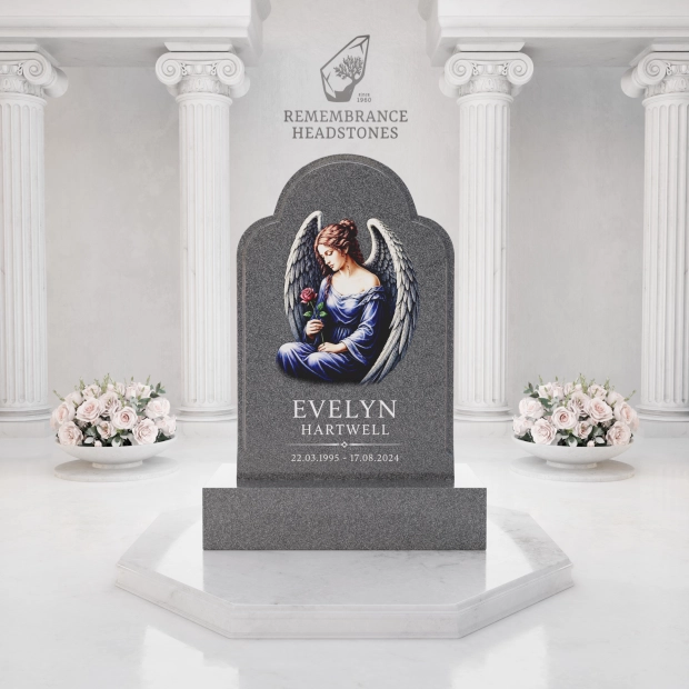 Luxury Angel Portrait Granite Headstone