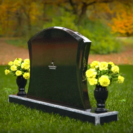 1306 - Waved Granite Headstone with Dual Flower Vases - 54