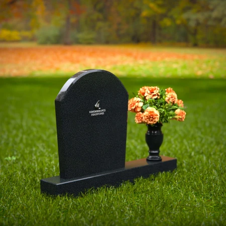 1310 - Classic Arched Granite Headstone with Single Flower Vase - 53