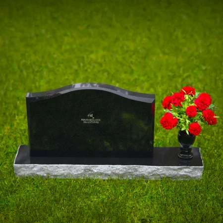 1278 - Graceful Waved Granite Headstone with Polished Flower Vase