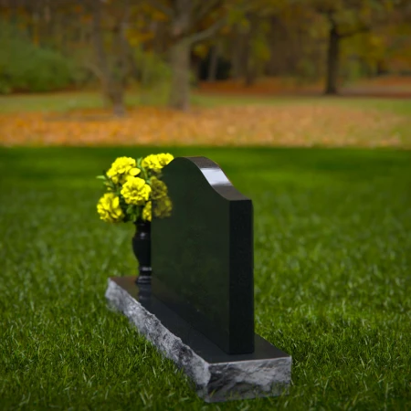 1257 - Graceful Granite Headstone with Curved Top and Floral Vase – Timeless Memorial Design - 6