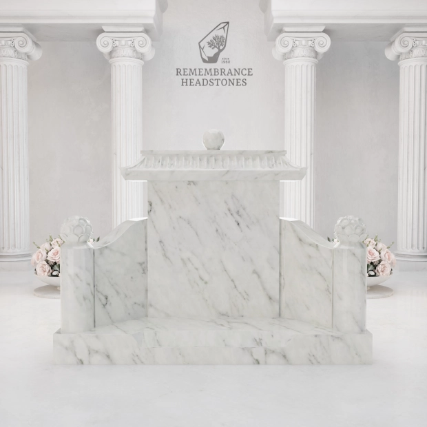 Luxury Asian Pavilion Granite Memorial with Guardian Pillars