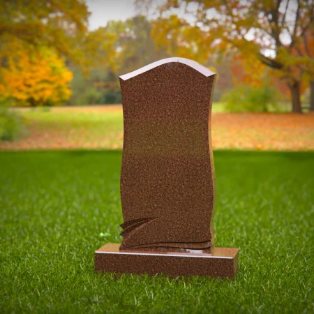 1481 - Classic Curved Brown Granite Headstone with Elegant Base