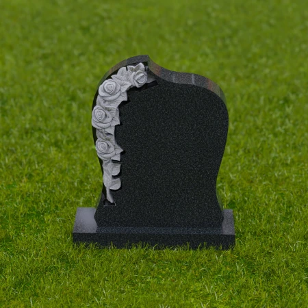 1744 - Elegant Curved Memorial Headstone with Carved Roses – A Timeless Tribute - 4