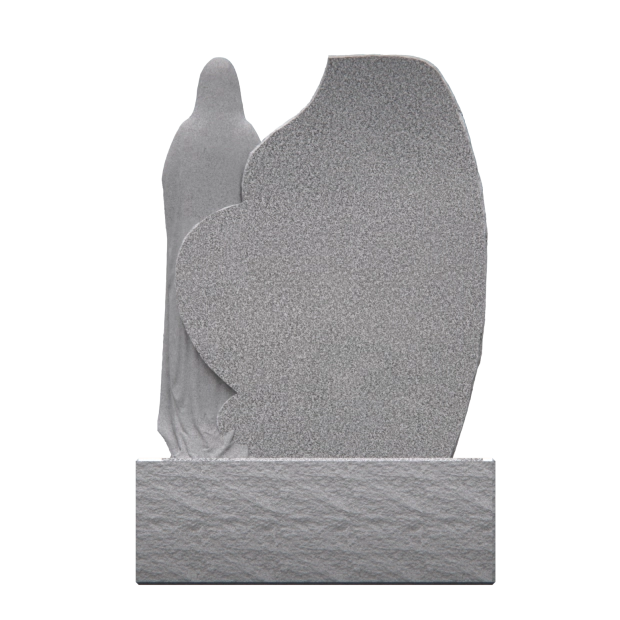 1201031 - Heart-Shaped Monument With Carved Praying Figure and Cross Accent