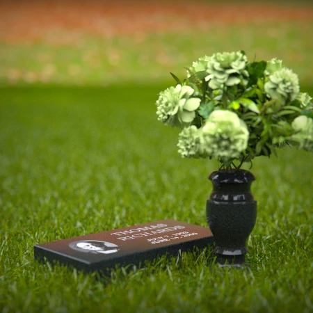 1271 - Compact Granite Headstone with Photo Inlay and Floral Vase – A Personalized Tribute - 41