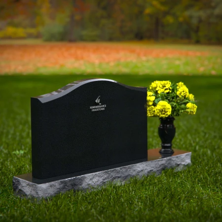 1257 - Graceful Granite Headstone with Curved Top and Floral Vase – Timeless Memorial Design - 9