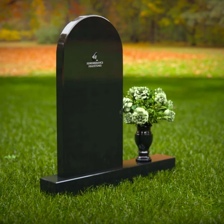 1276 - Traditional Arched Granite Headstone with Elegant Flower Vase - 53