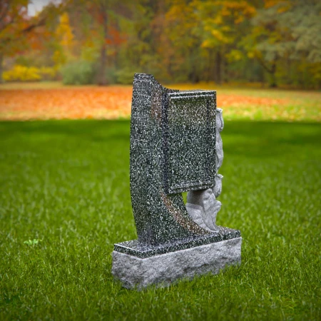 1469 - Unique Granite Memorial Headstone with Elegant Tulip Carving - 8