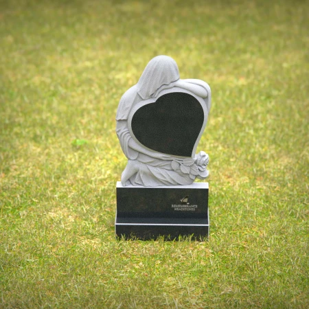 1242 - Heart-Shaped Granite Headstone with Angel Design – Memorial Tribute - 39