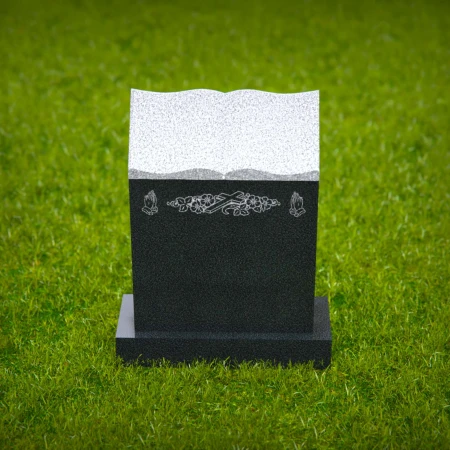 1600 - Book-Shaped Memorial Headstone with Religious Engravings - 6