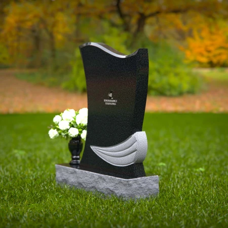 1304 - Elegant Granite Headstone with Flowing Contoured Design and Flower Vase - 22