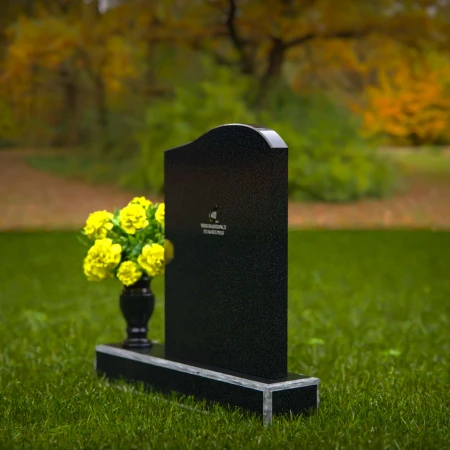 1311 - Elegant Granite Headstone with Gently Curved Top and Flower Vase - 51