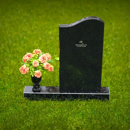 1288 - Curved Granite Headstone with Elegant Flower Vase