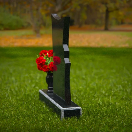 1308 - Contemporary Granite Headstone with Unique Shape and Flower Vase - 55