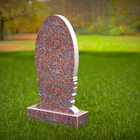 1524 - Oval Granite Headstone with Laurel Leaf Engraving - 8