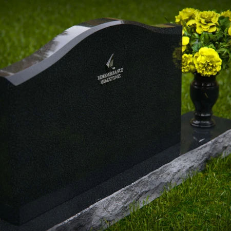 1257 - Graceful Granite Headstone with Curved Top and Floral Vase – Timeless Memorial Design - 7