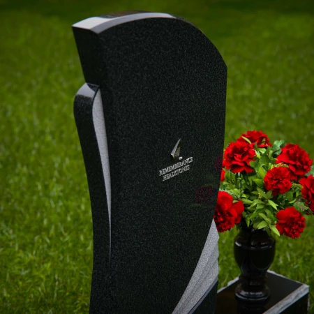 1283 - Modern Granite Headstone with Artistic Curves and Matching Vase - 55