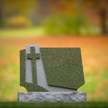 1745 - Modern Geometric Memorial Headstone with Cross – A Unique Tribute