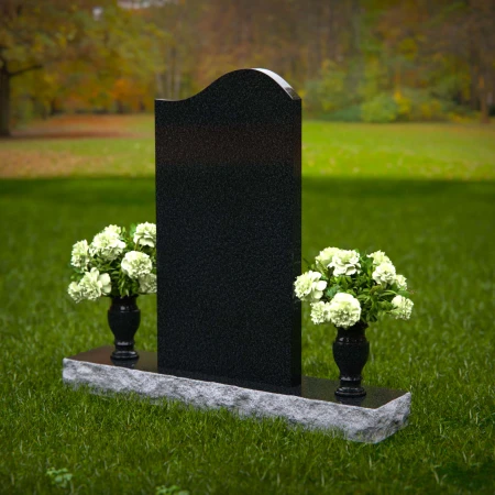 1331 - Elegant Upright Headstone with Floral Arrangement - 56