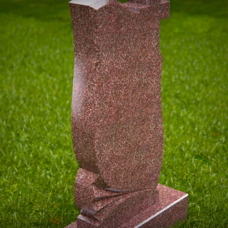 1482 - Elegant Brown Granite Headstone with Sculpted Cross - 3