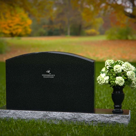 1295 - Elegant Waved Granite Headstone with Single Flower Vase - 3