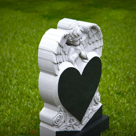 1444 - Children’s Memorial Headstone with Praying Angel and Heart Design - 4