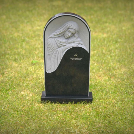 1235 - Elegant Granite Headstone with Engraved Religious Figure - 24