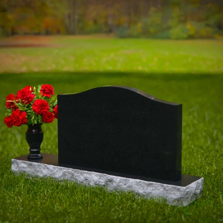 1278 - Graceful Waved Granite Headstone with Polished Flower Vase - 55