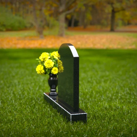 1320 - Classic Arched Granite Headstone with Polished Vase - 53