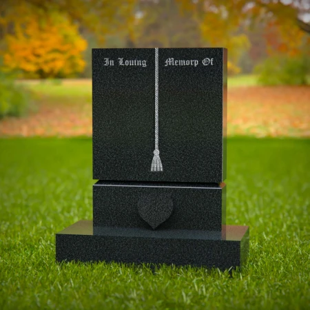 1601 - Elegant Memorial Headstone with Heart and Tassel Engraving