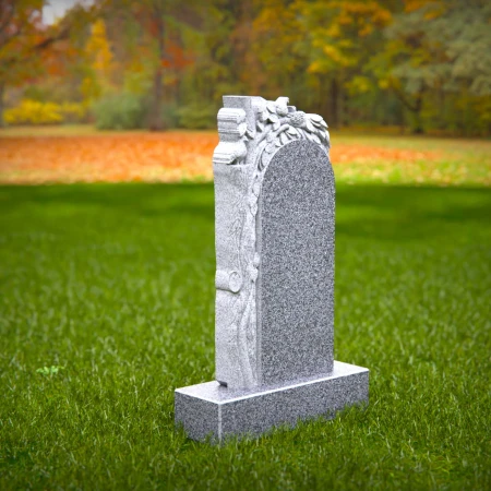 1517 - Granite Headstone with Tree and Leaf Carving - 2