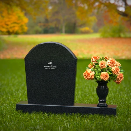 1310 - Classic Arched Granite Headstone with Single Flower Vase - 51